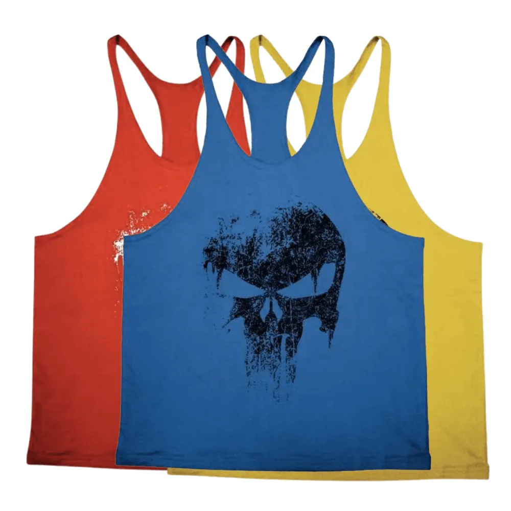 3 PACK Skull Workout Stringer Tank Tops