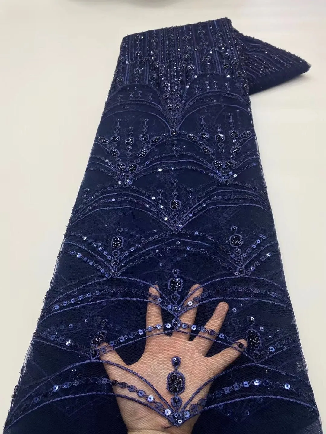 5 YARDS / 5 COLORS / Ayanna Abstract Sequin Beaded Embroidery Tulle Mesh Lace Party Prom Bridal Dress Fabric