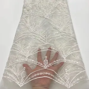 5 YARDS / 5 COLORS / Ayanna Abstract Sequin Beaded Embroidery Tulle Mesh Lace Party Prom Bridal Dress Fabric