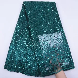 5 YARDS / 6 COLORS / Eileen Sequin Glitter Sequin Beaded Embroidery Tulle Mesh Lace Party Prom Bridal Dress Fabric