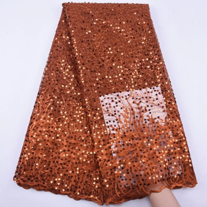 5 YARDS / 6 COLORS / Eileen Sequin Glitter Sequin Beaded Embroidery Tulle Mesh Lace Party Prom Bridal Dress Fabric
