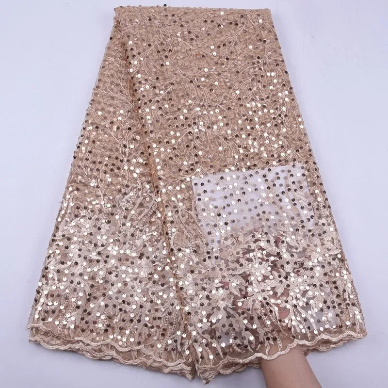 5 YARDS / 6 COLORS / Eileen Sequin Glitter Sequin Beaded Embroidery Tulle Mesh Lace Party Prom Bridal Dress Fabric