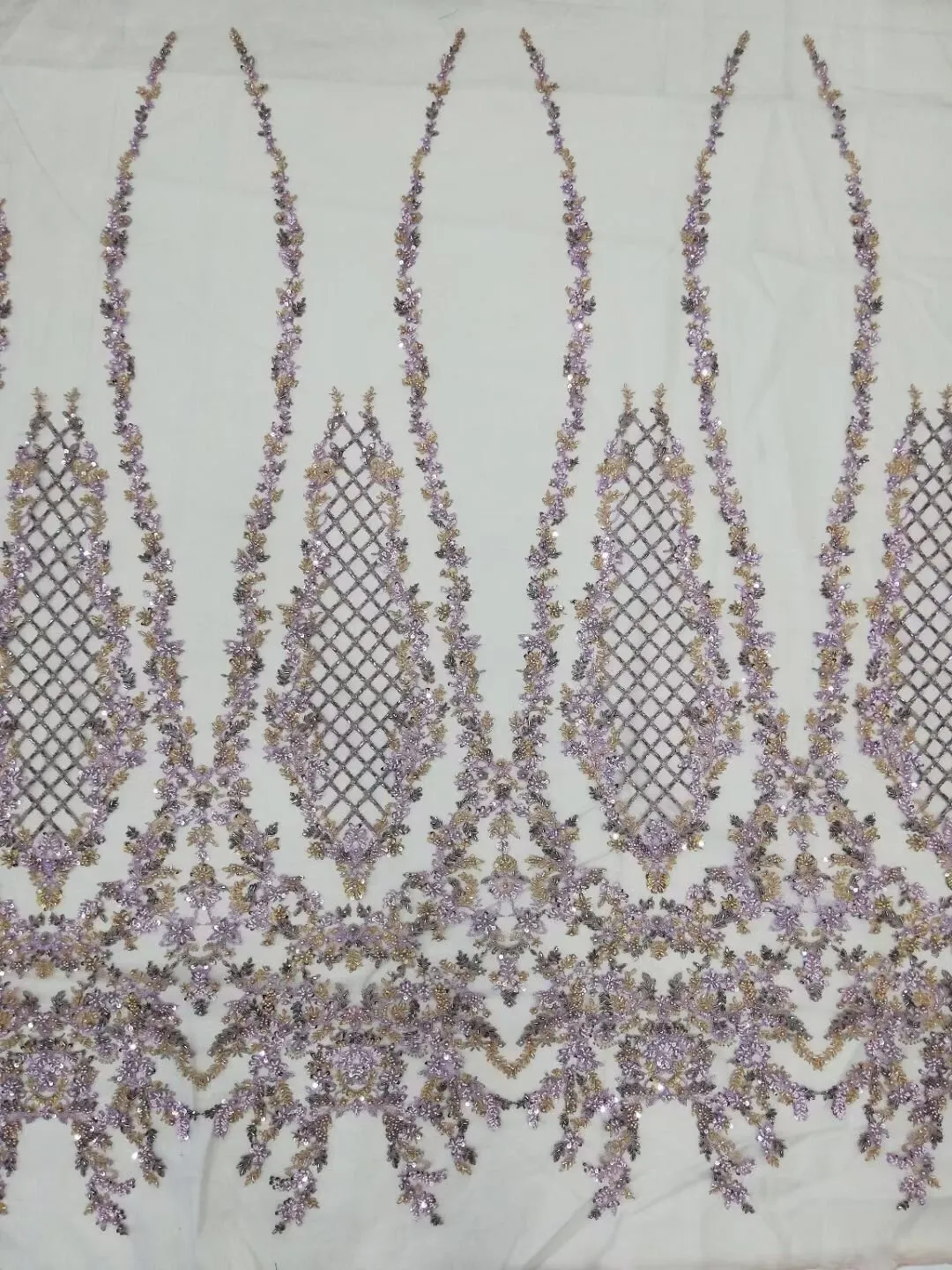5 YARDS / 6 COLORS / Floral Beaded Embroidery Glitter Mesh Lace  Party Prom Bridal Dress Fabric