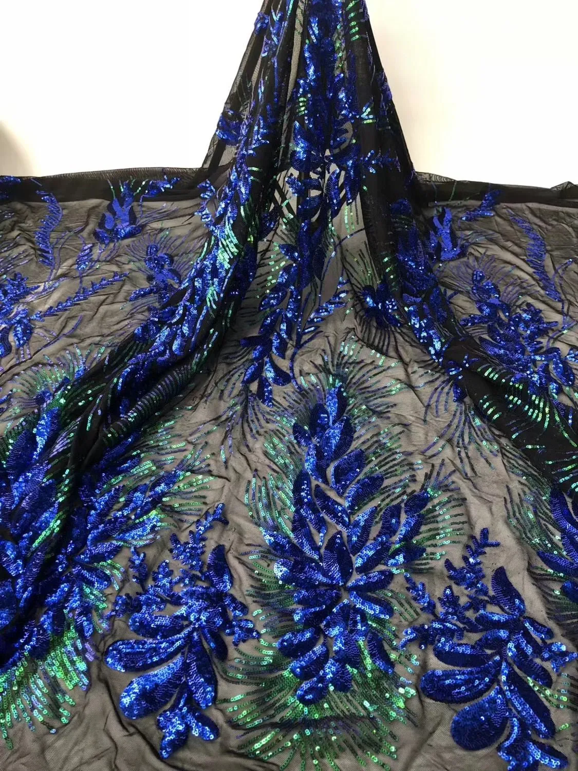 5 YARDS / 6 COLORS / Leia Floral Glitter Sequin Beaded Embroidery Tulle Mesh Lace Party Prom Bridal Dress Fabric