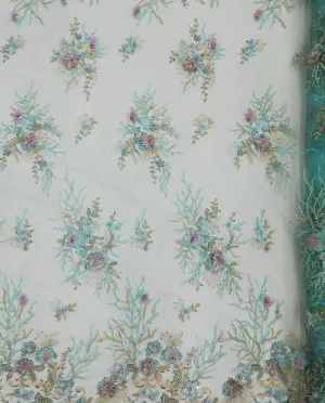 5 YARDS / Balonei Floral Sequin Beaded Embroidery Tulle Mesh Lace Dress Fabric