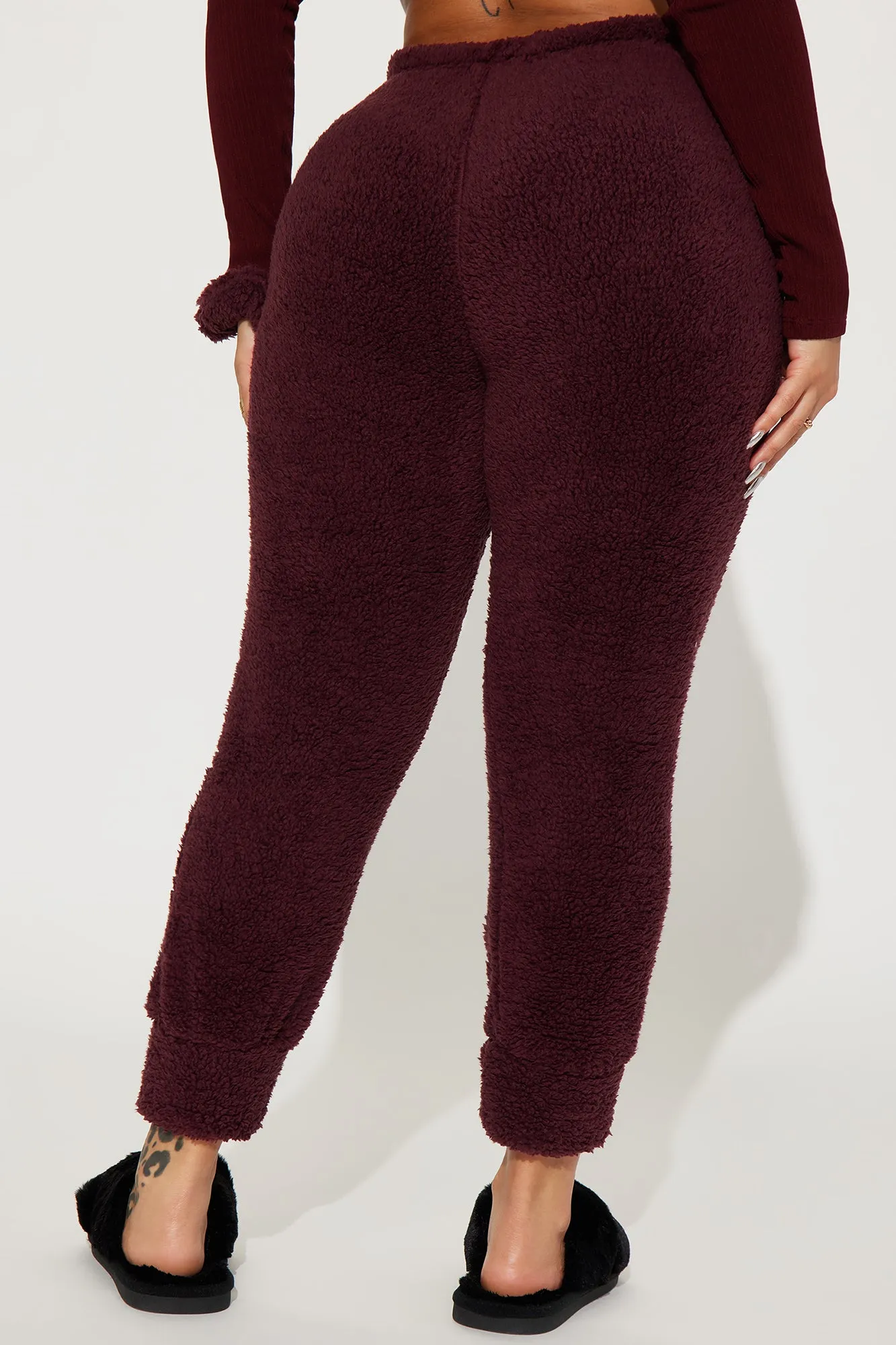 Always Cozy Sherpa PJ Joggers - Burgundy