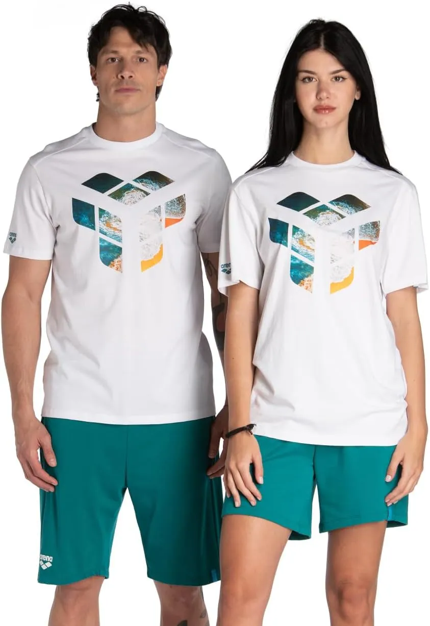ARENA Unisex Planet Water Cotton T-Shirt Short Sleeve Crew Neck Regular Fit Athletic Workout Top Cozy Active Tee