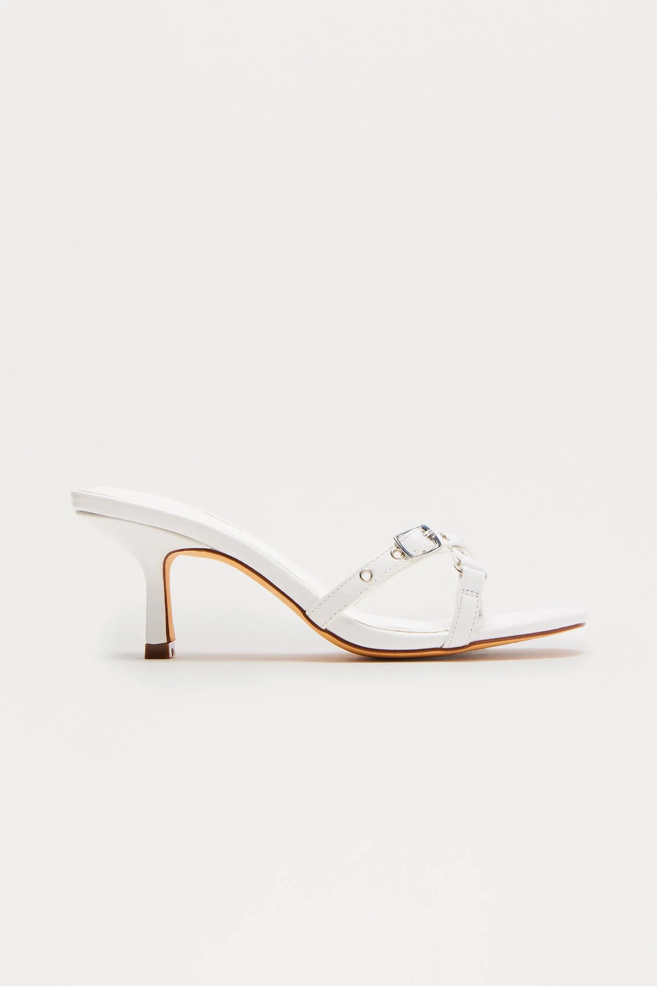 Astor Buckle Heels - White