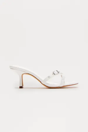 Astor Buckle Heels - White