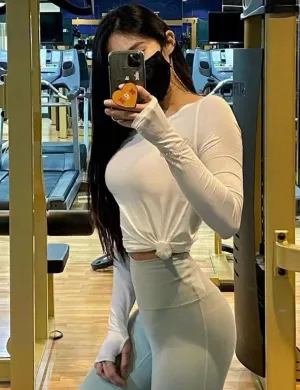 Athlete Long Sleeve Tops white ins_Plus Size
