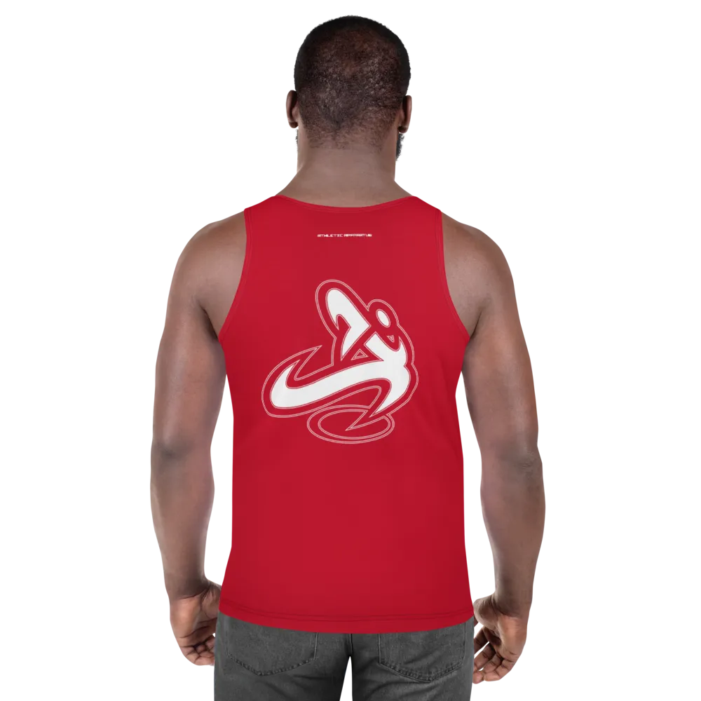 Athletic Apparatus Red White logo Unisex Tank Top