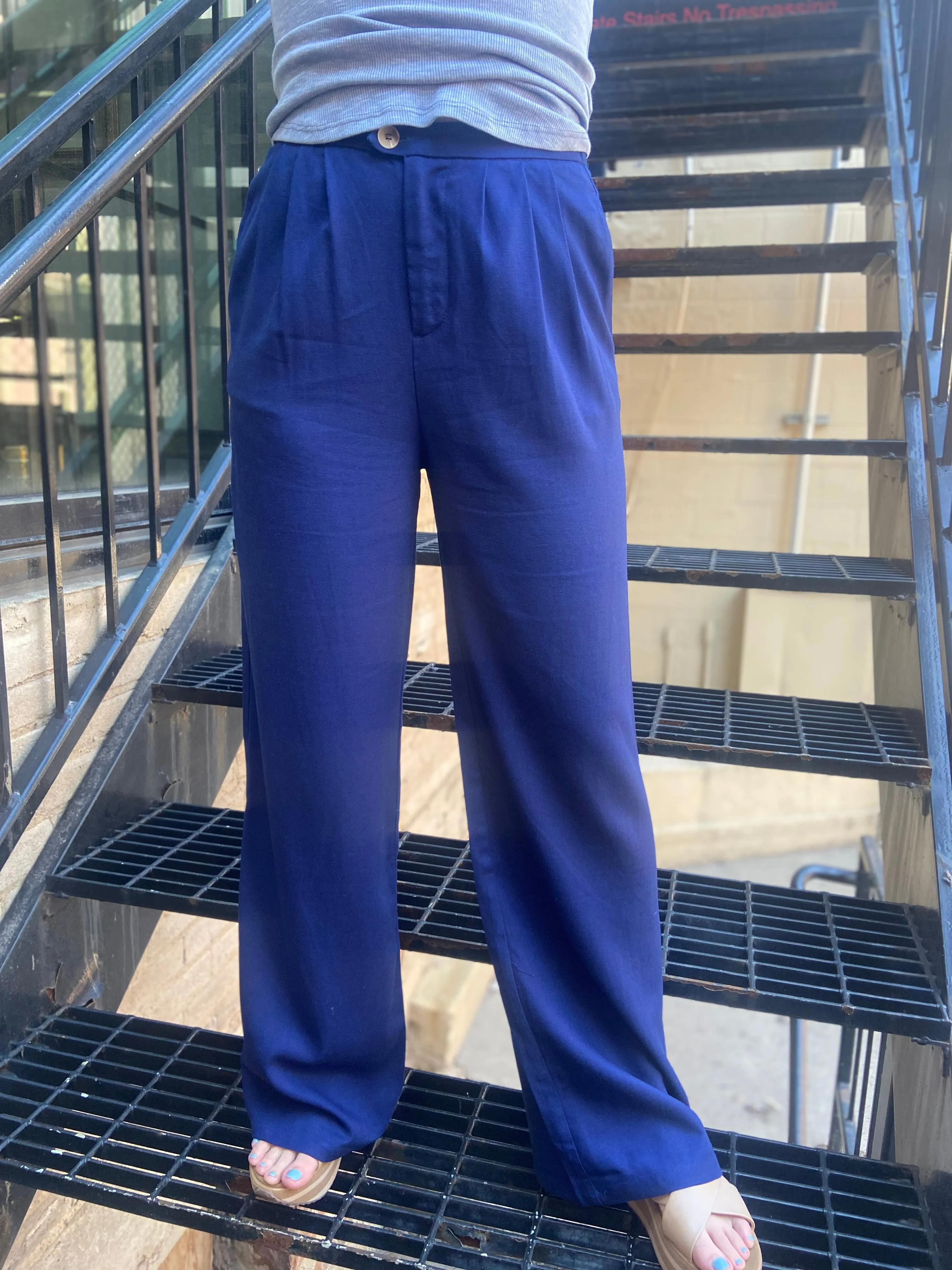 Aven Navy Linen Pants