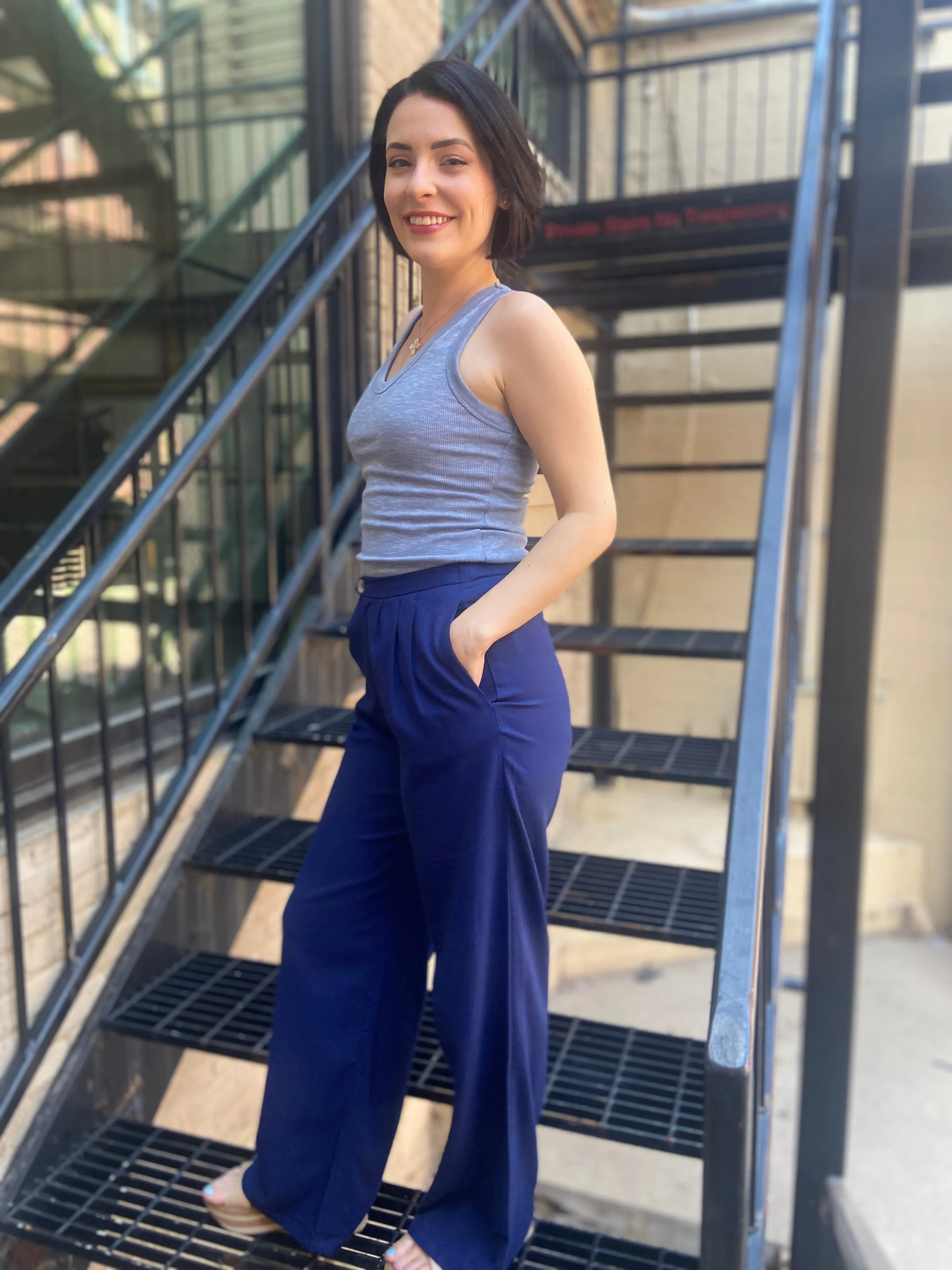Aven Navy Linen Pants