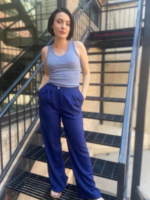 Aven Navy Linen Pants