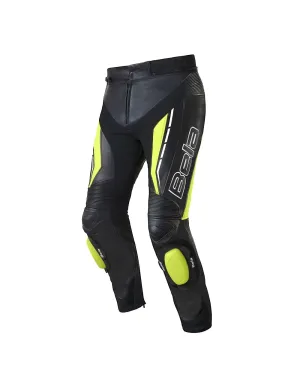 Bela Rocket Motorcycle Mix Kangaroo Mens Leather Pants for 2PC (Black/Fluro Yellow)