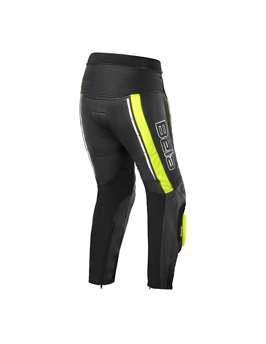 Bela Rocket Motorcycle Mix Kangaroo Mens Leather Pants for 2PC (Black/Fluro Yellow)
