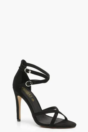 Black Cross Strap Heeled Sandals