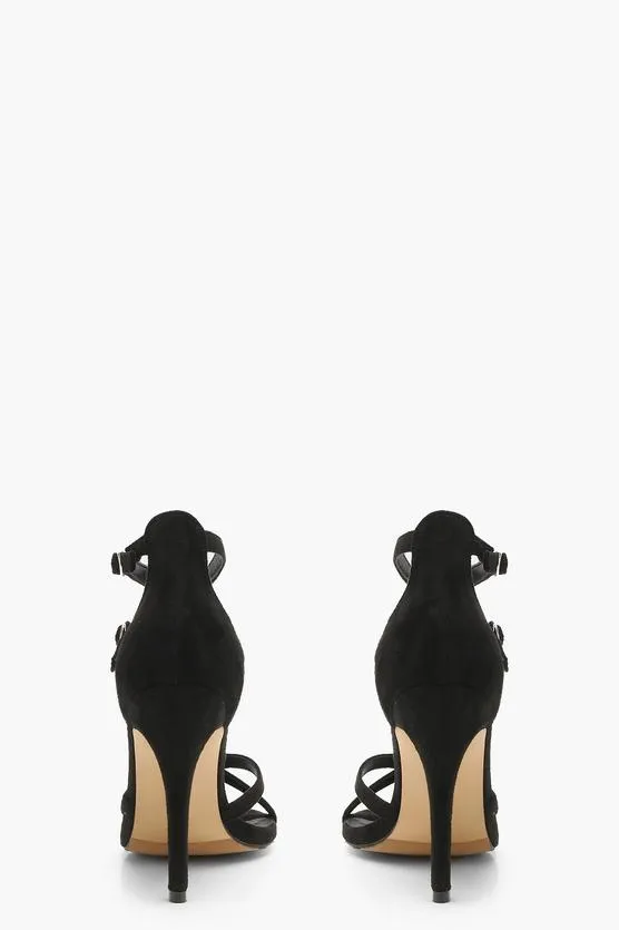 Black Cross Strap Heeled Sandals