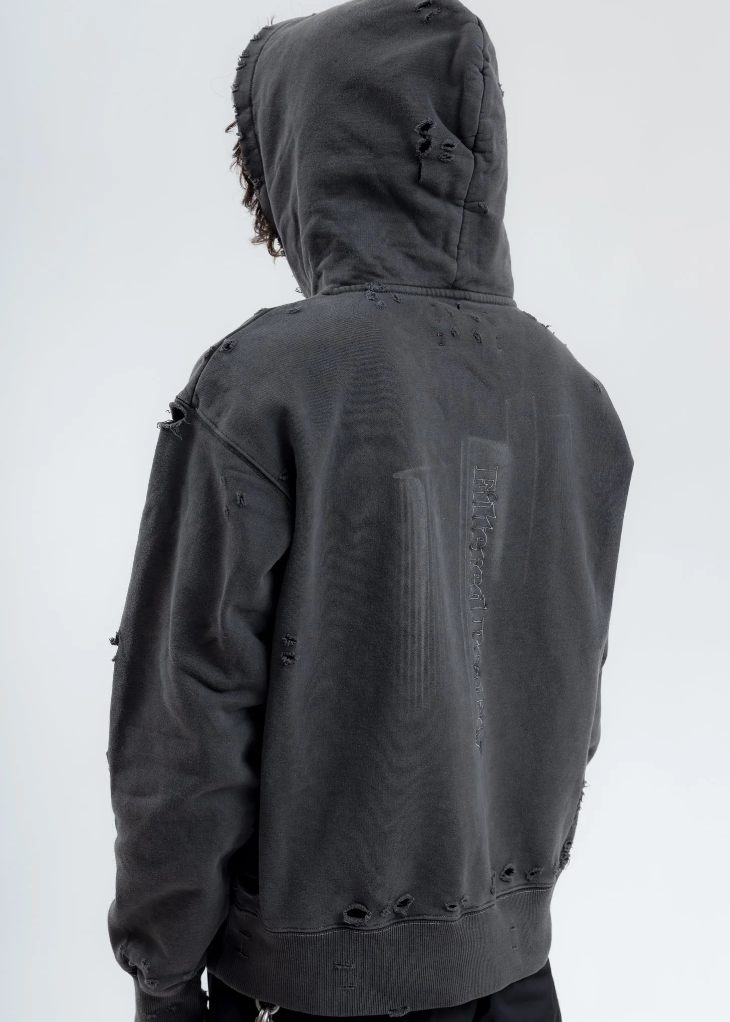 Black Distressed Sculpture Print Hoodie