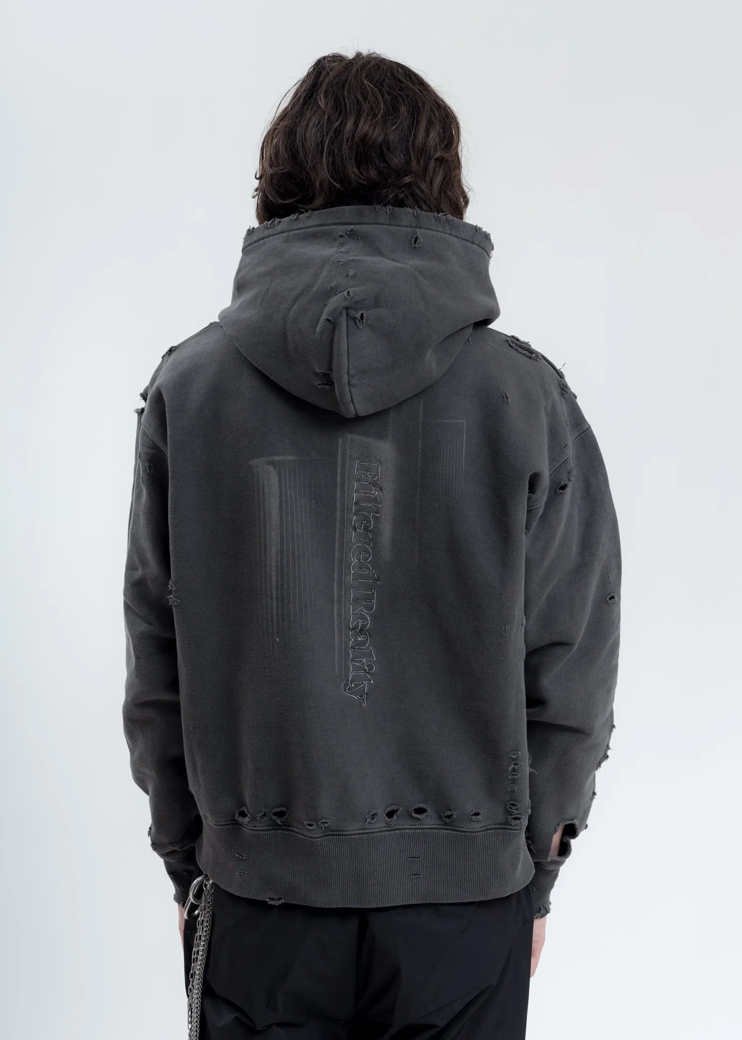 Black Distressed Sculpture Print Hoodie