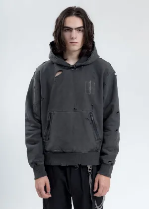 Black Distressed Sculpture Print Hoodie