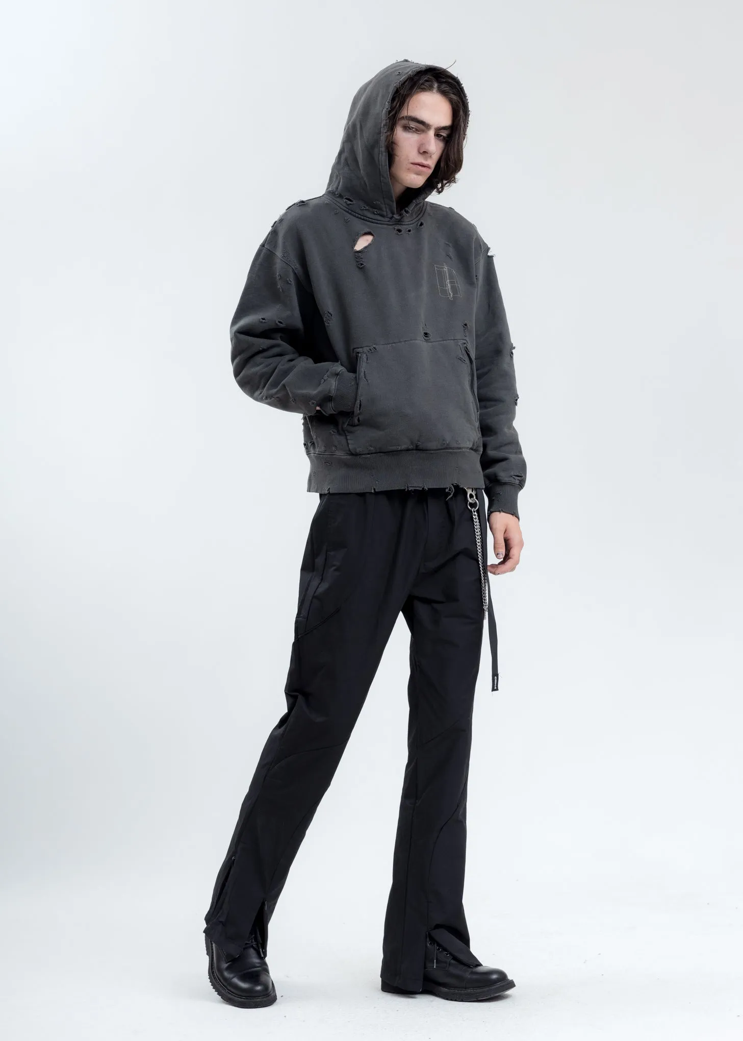Black Distressed Sculpture Print Hoodie