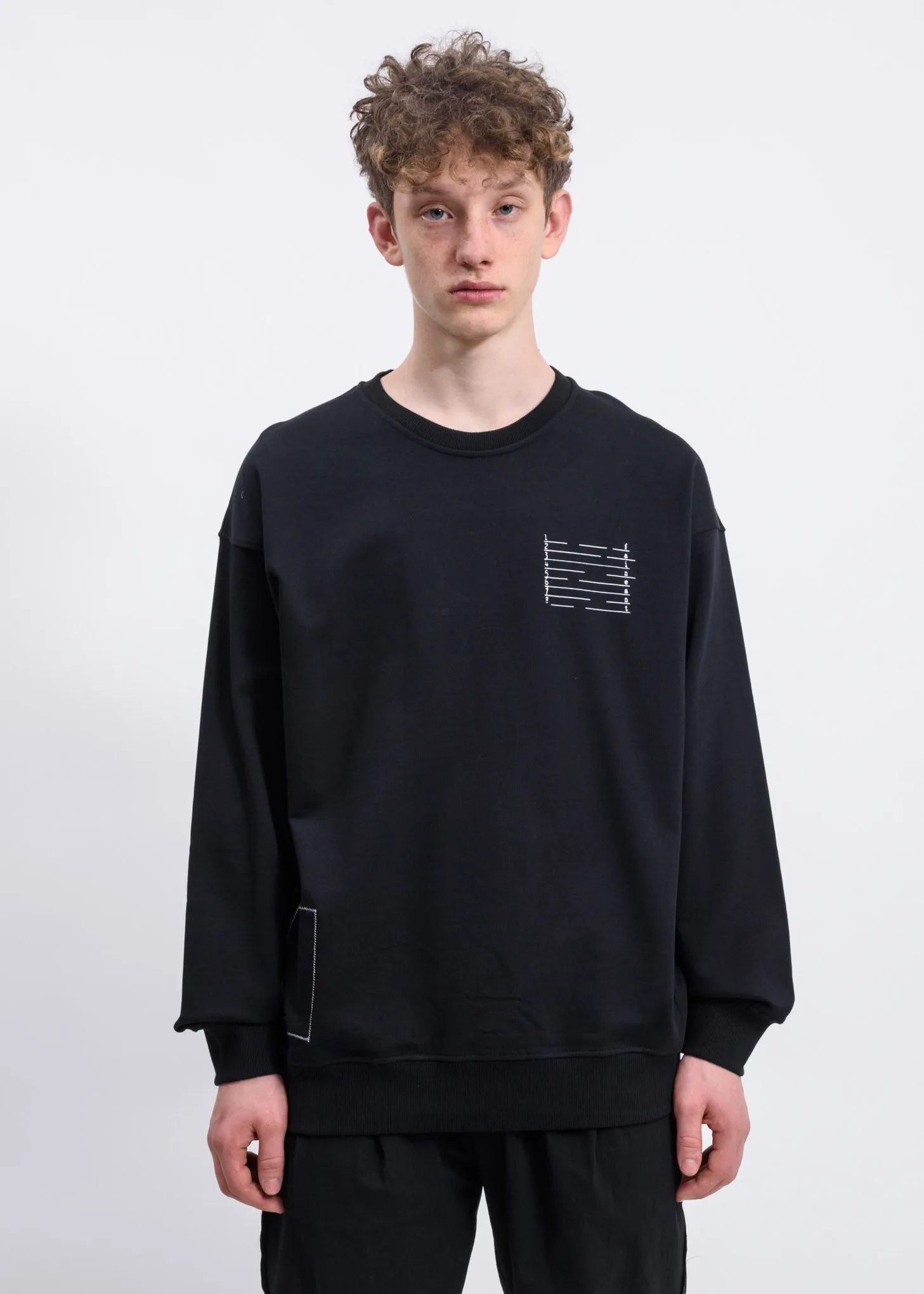 Black Numbered Graphic Sweatshirt