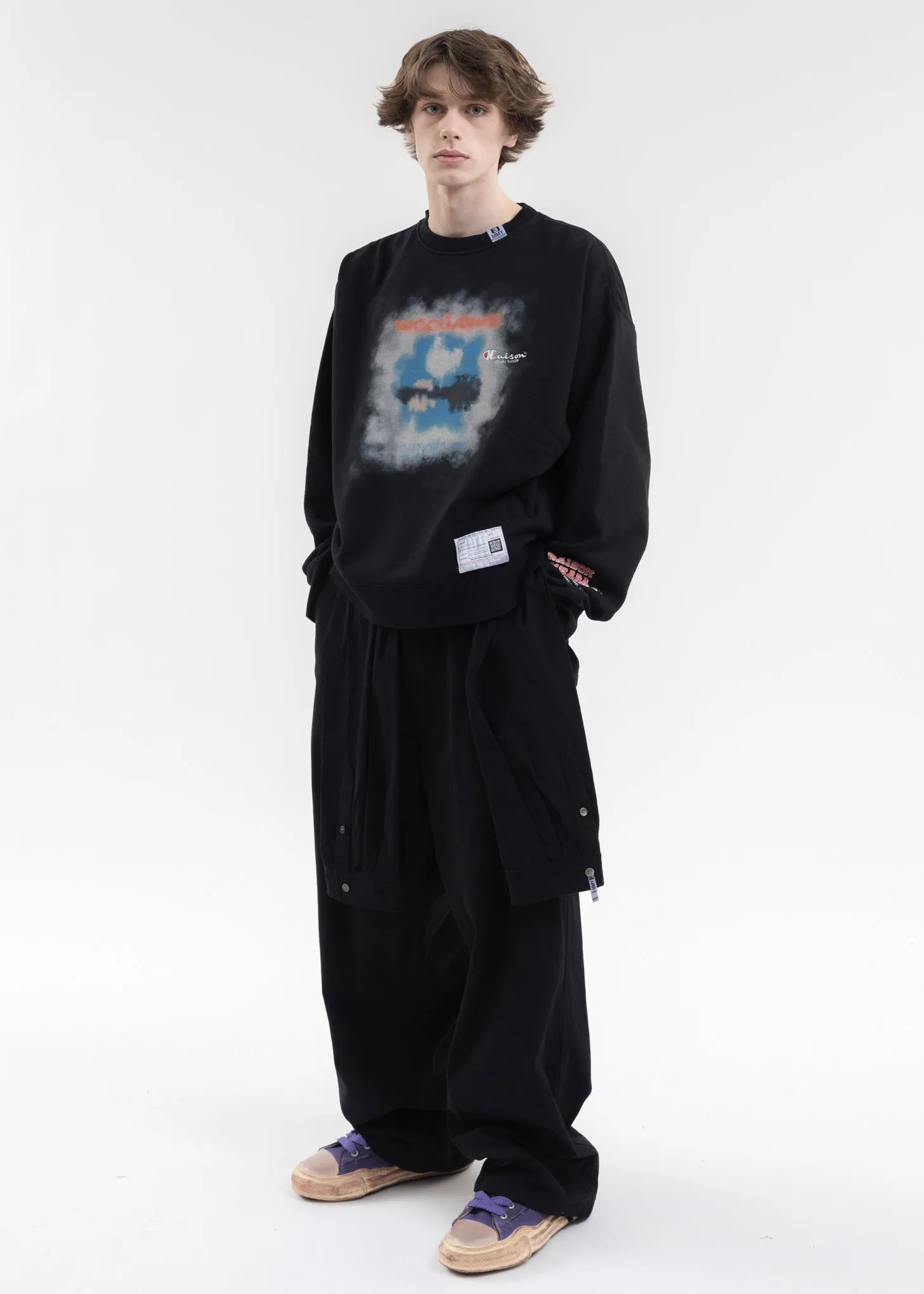 Black Printed Pullover Sweater