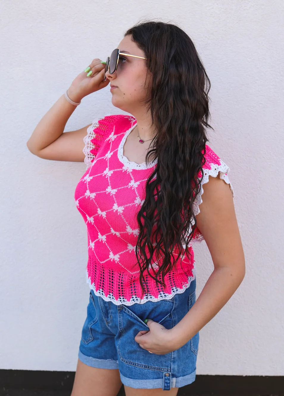 Bow Ribbon Sweater W/ Back Keyhole