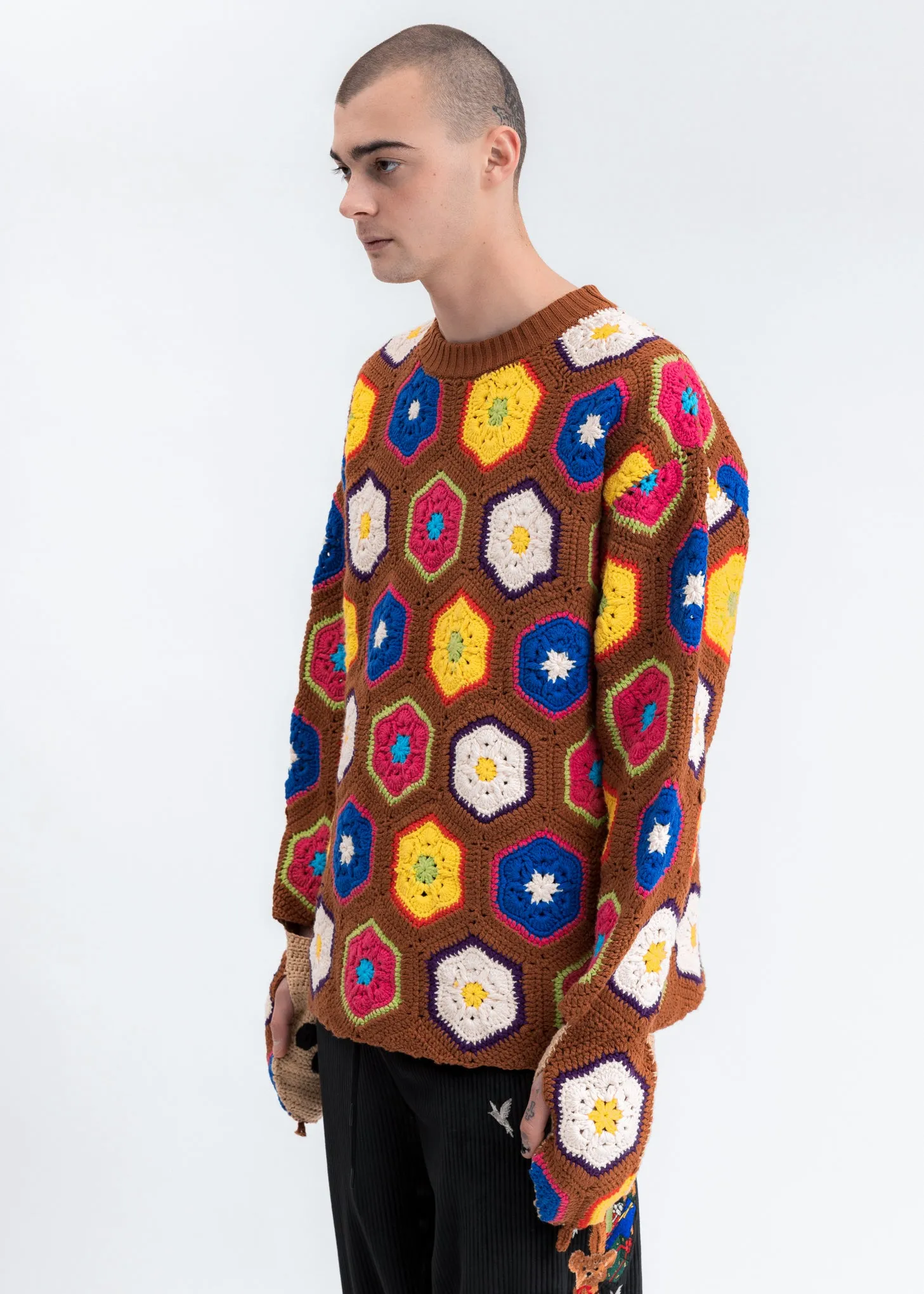 Brown Hand Crochet Bear Pullover