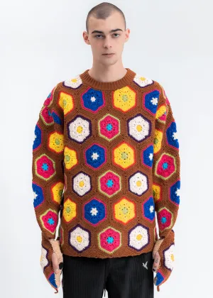 Brown Hand Crochet Bear Pullover