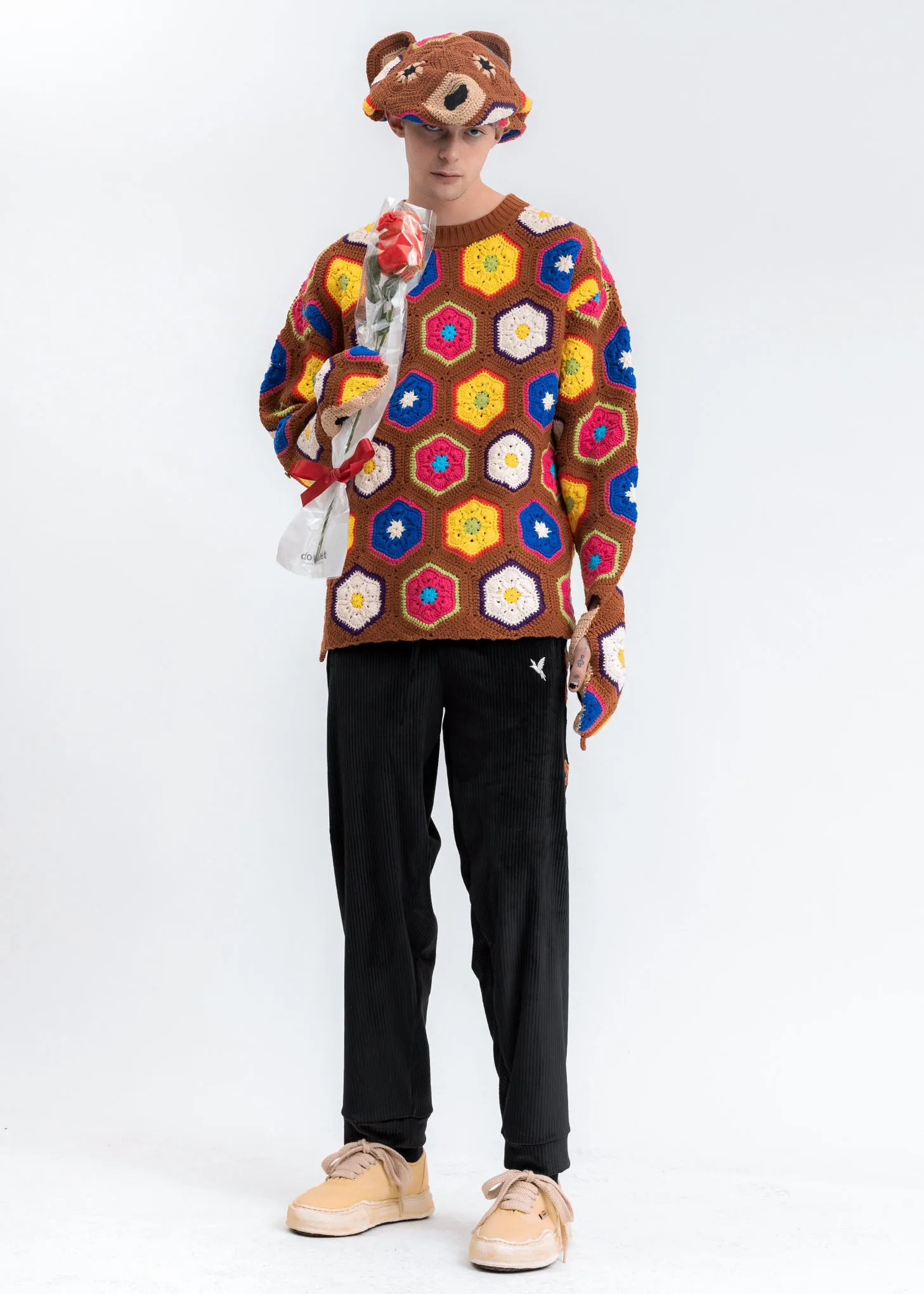 Brown Hand Crochet Bear Pullover