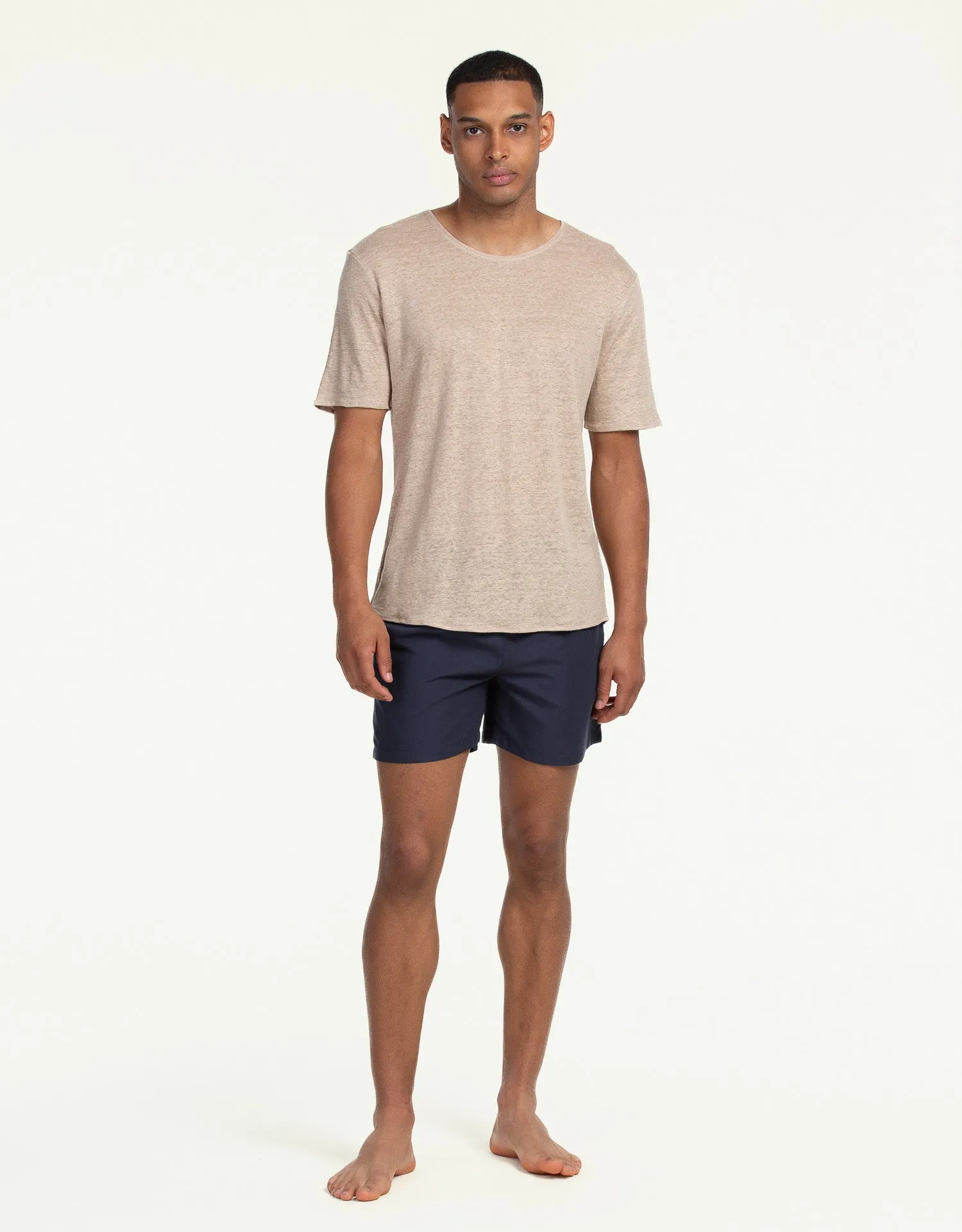 C-NECK LINEN SAND