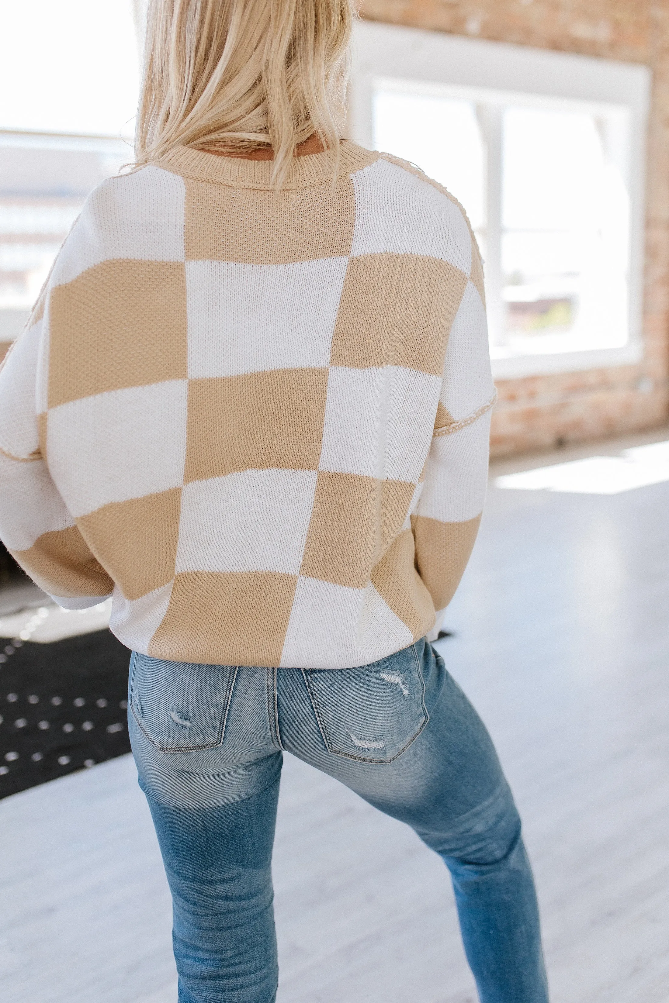 Checkered Bishop Sleeve Sweater | S-2XL | PRE ORDER