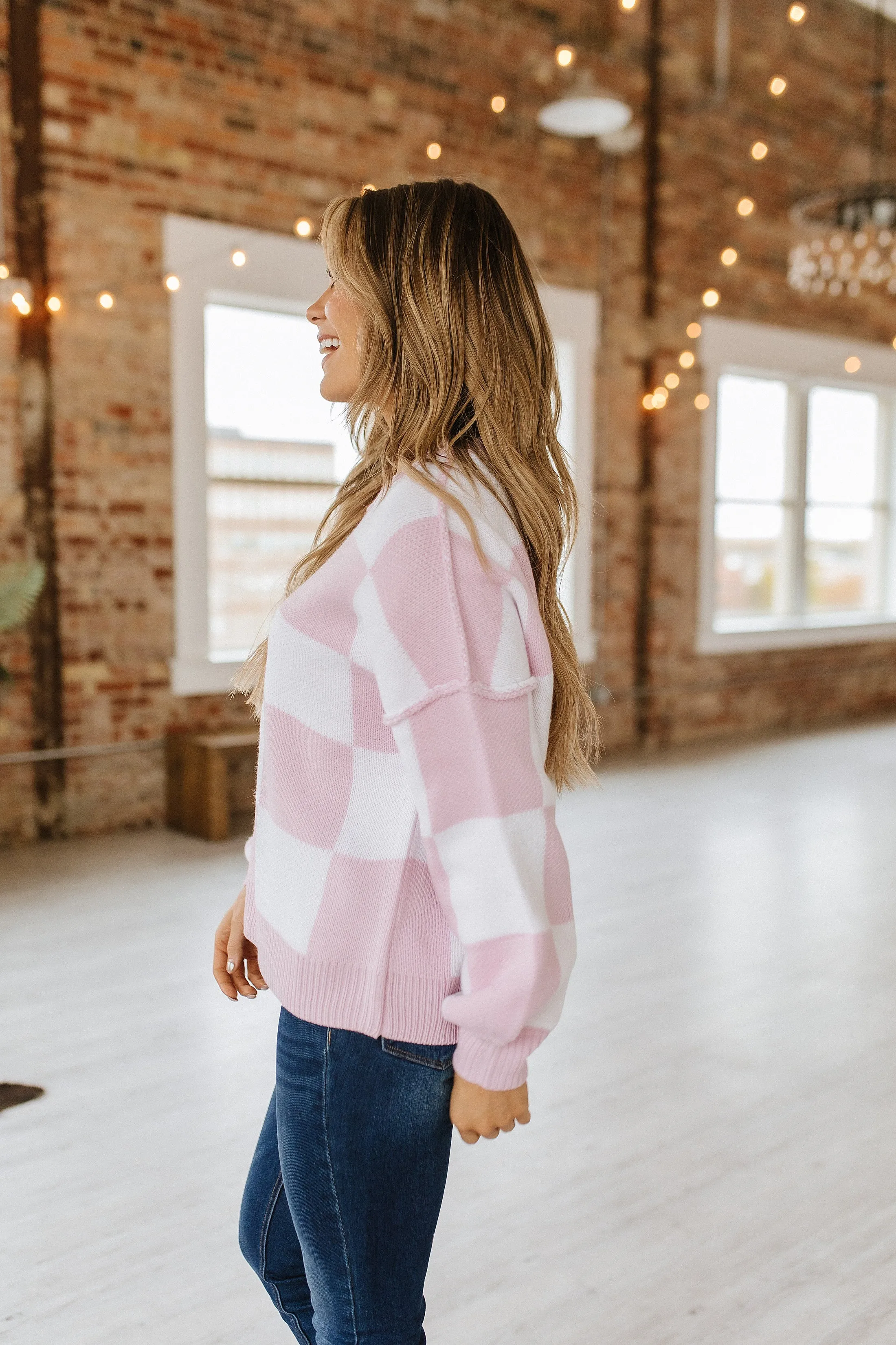 Checkered Bishop Sleeve Sweater | S-2XL | PRE ORDER