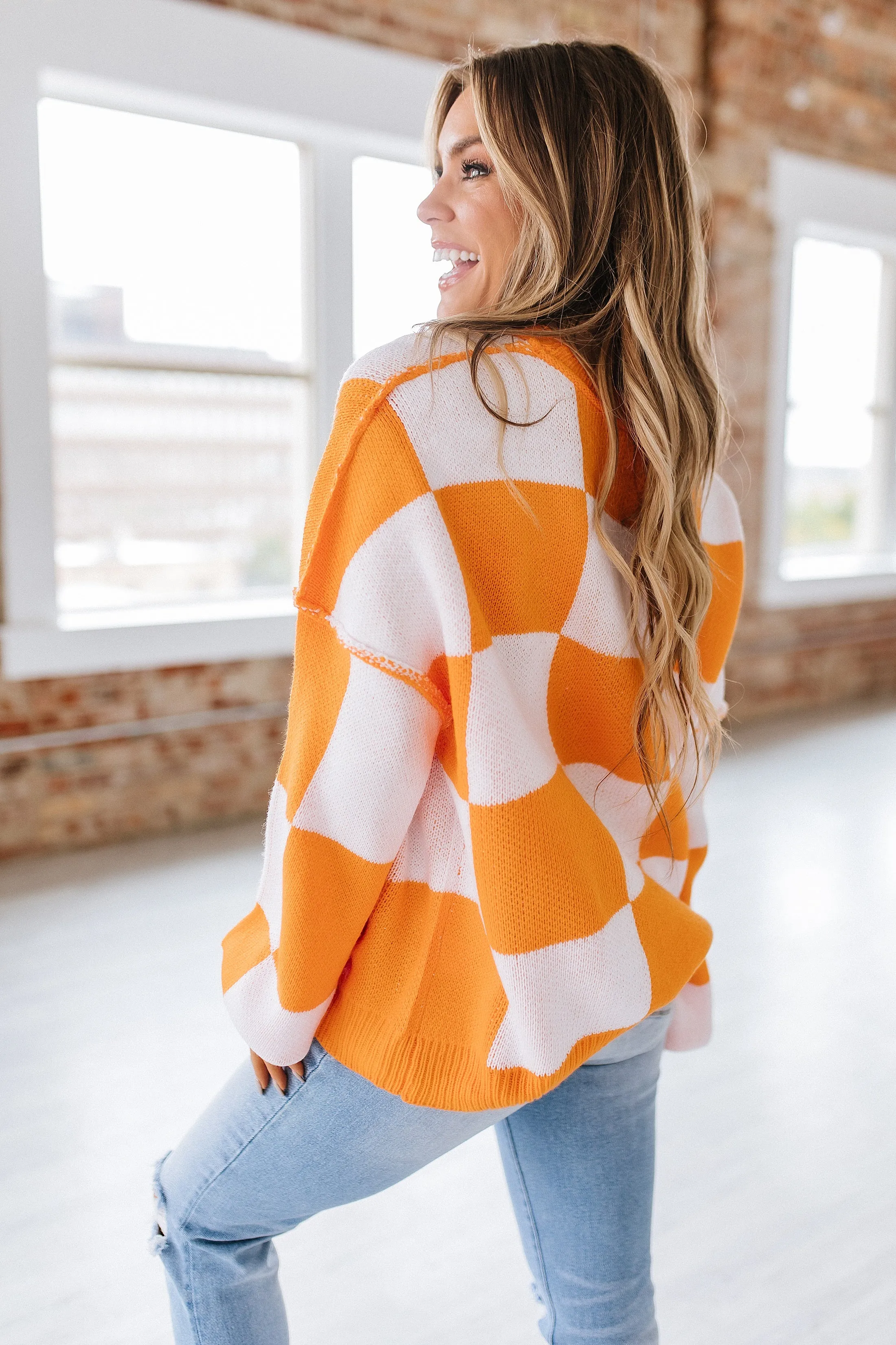Checkered Bishop Sleeve Sweater | S-2XL | PRE ORDER