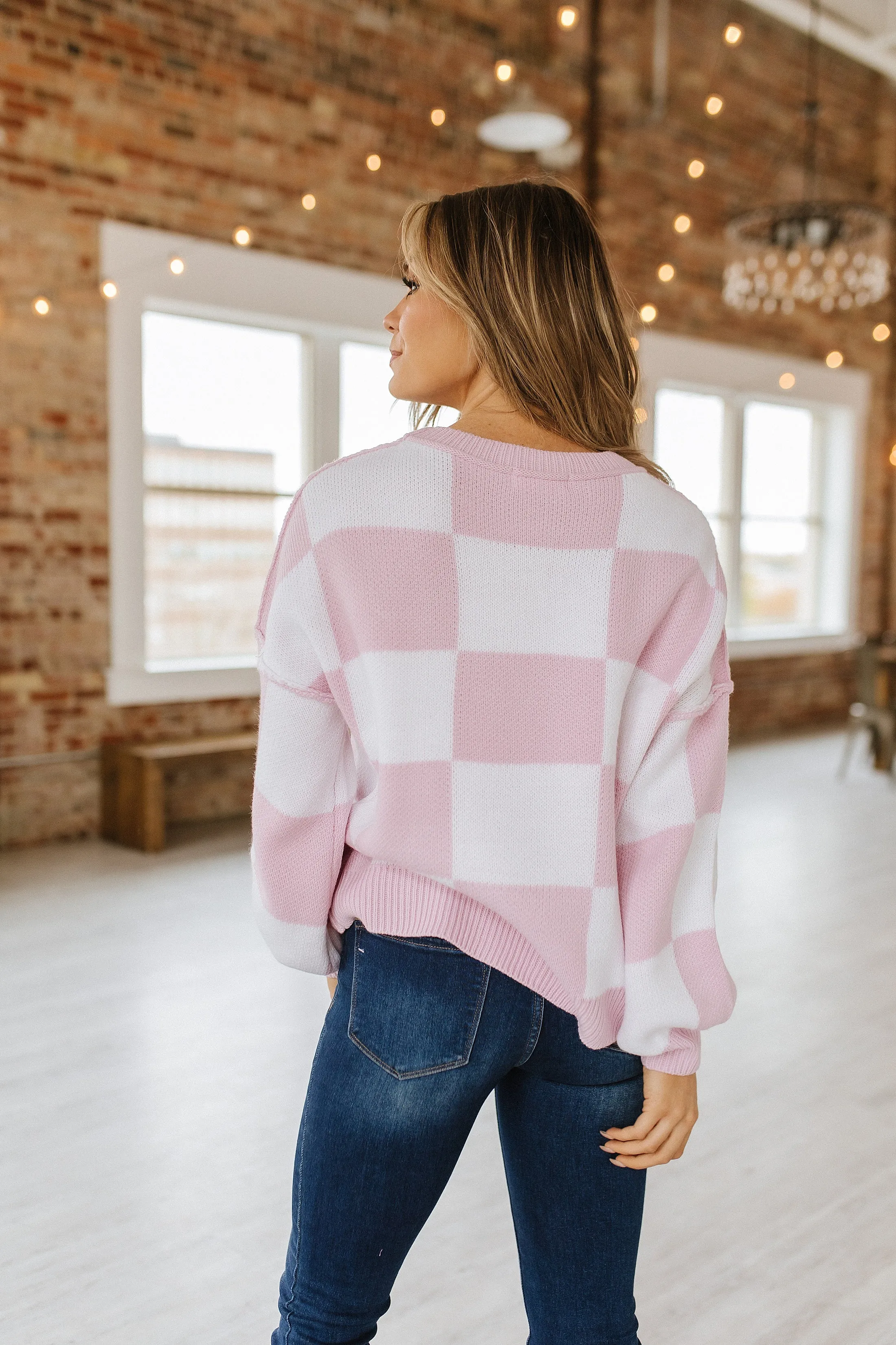 Checkered Bishop Sleeve Sweater | S-2XL | PRE ORDER