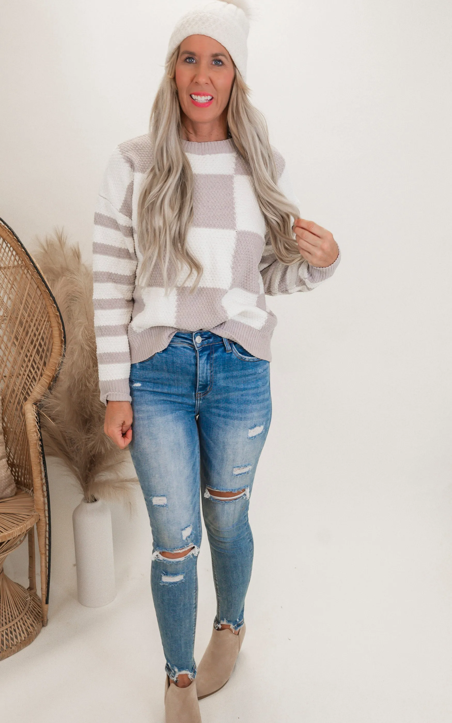 Checkmate Stripes Sweater by Salty Wave*