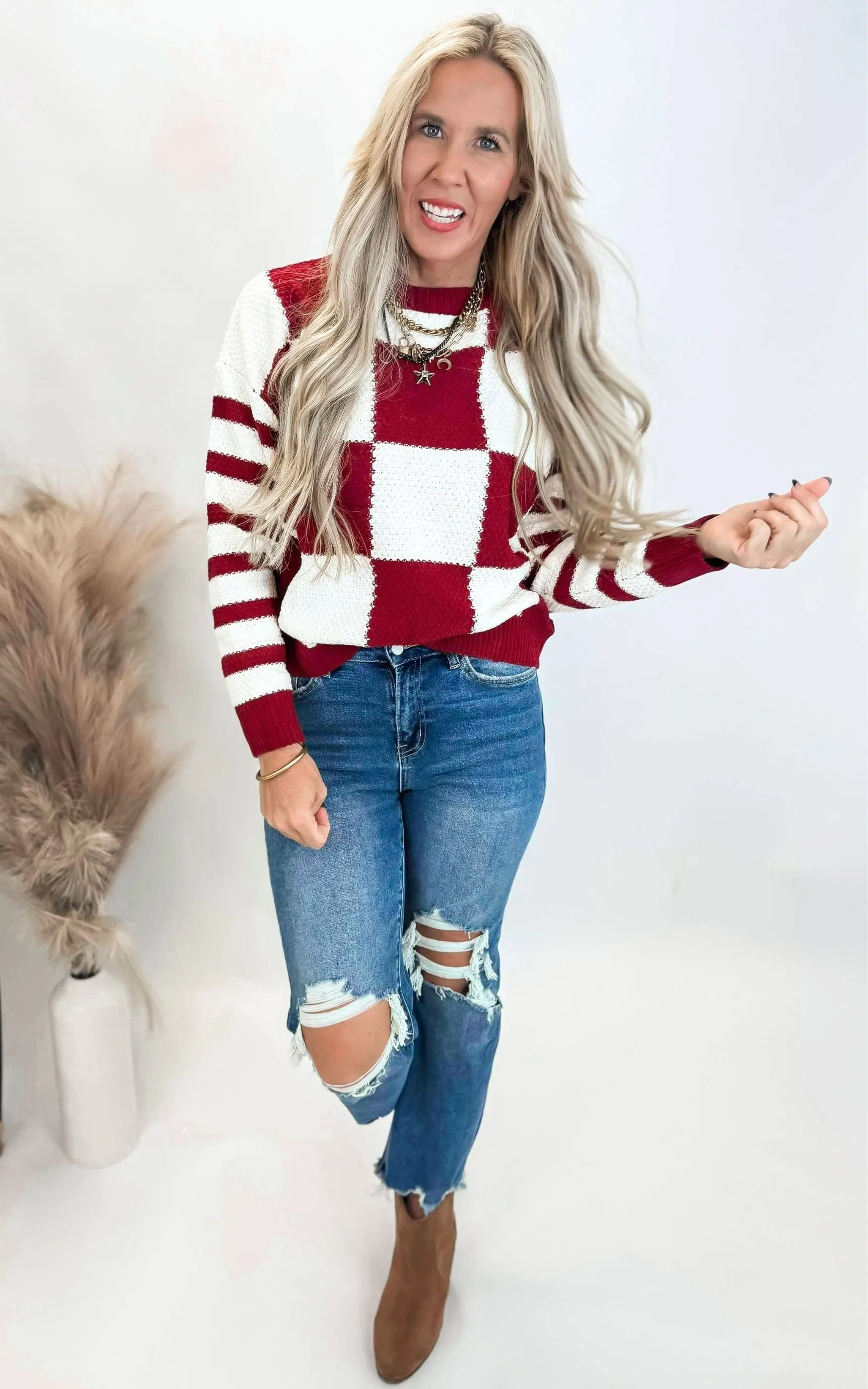 Checkmate Stripes Sweater by Salty Wave*