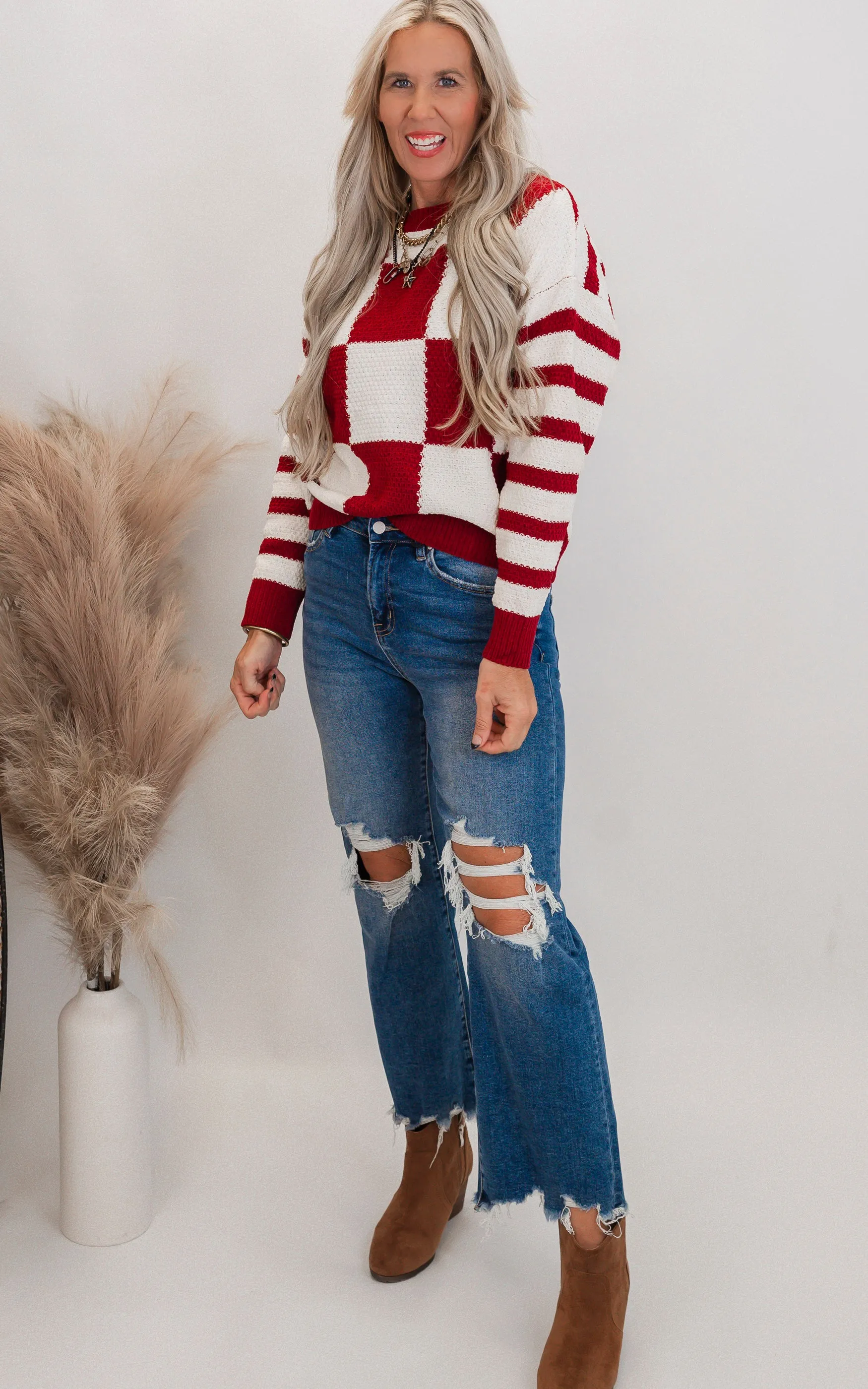 Checkmate Stripes Sweater by Salty Wave*