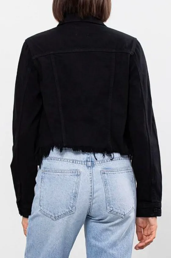 Classic Black Distressed Jean Jacket