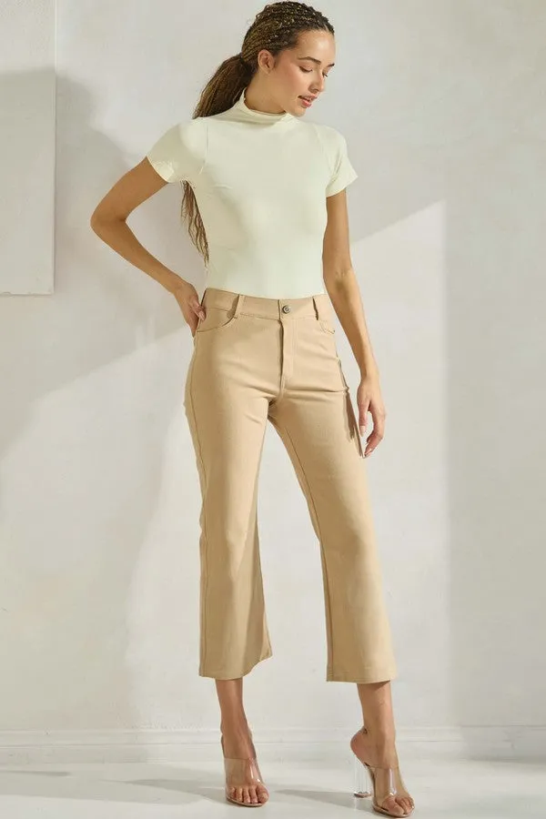 Classic Solid Straight Leg Crop Pants - Full *PREORDER*