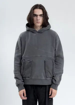Dark Grey Cold-Dye Paneled Hoodie