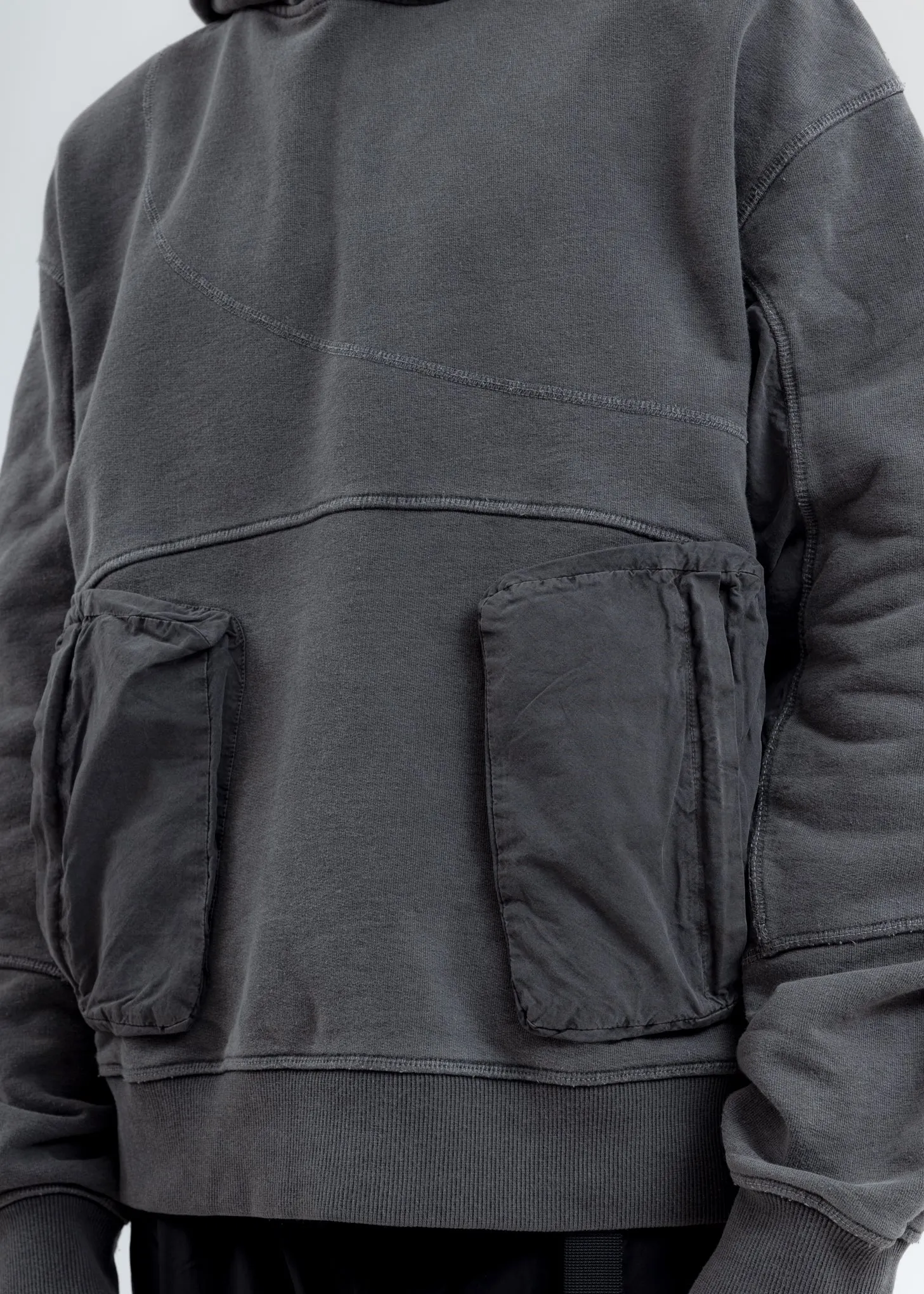 Dark Grey Cold-Dye Paneled Hoodie