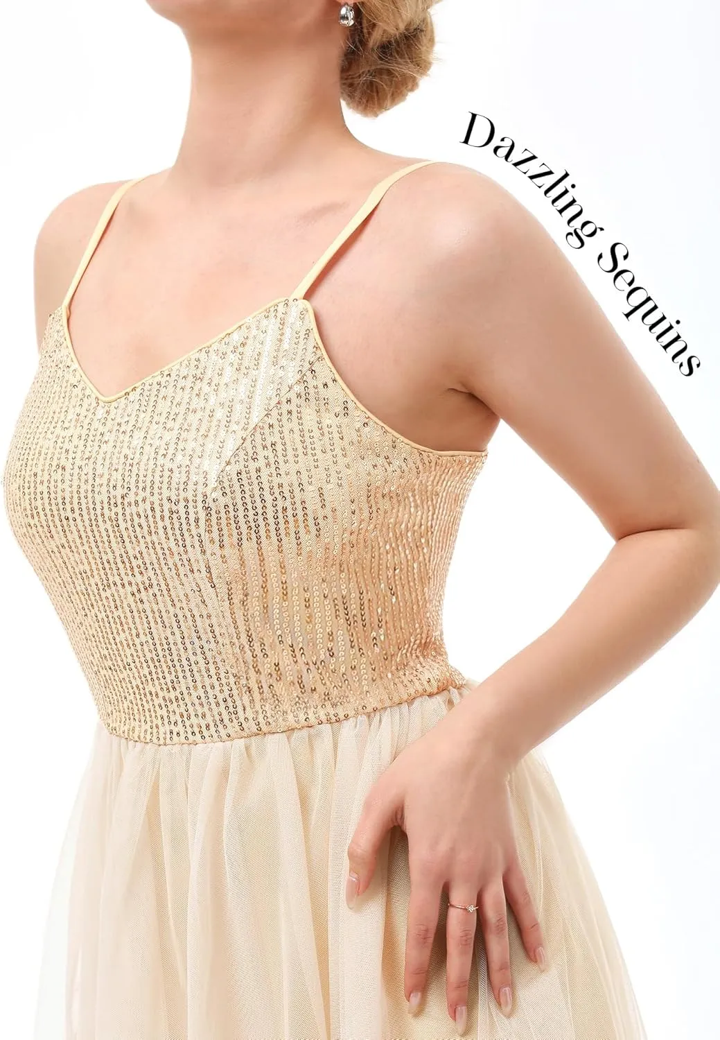 Dressystar Women's Sparkly Sequin Glitter Dress Spaghetti Strap Cocktail Party Dresses