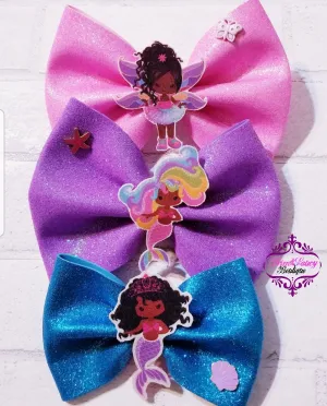 Fairy, Mermaid, Fun Character Sparkly Glitter Bows