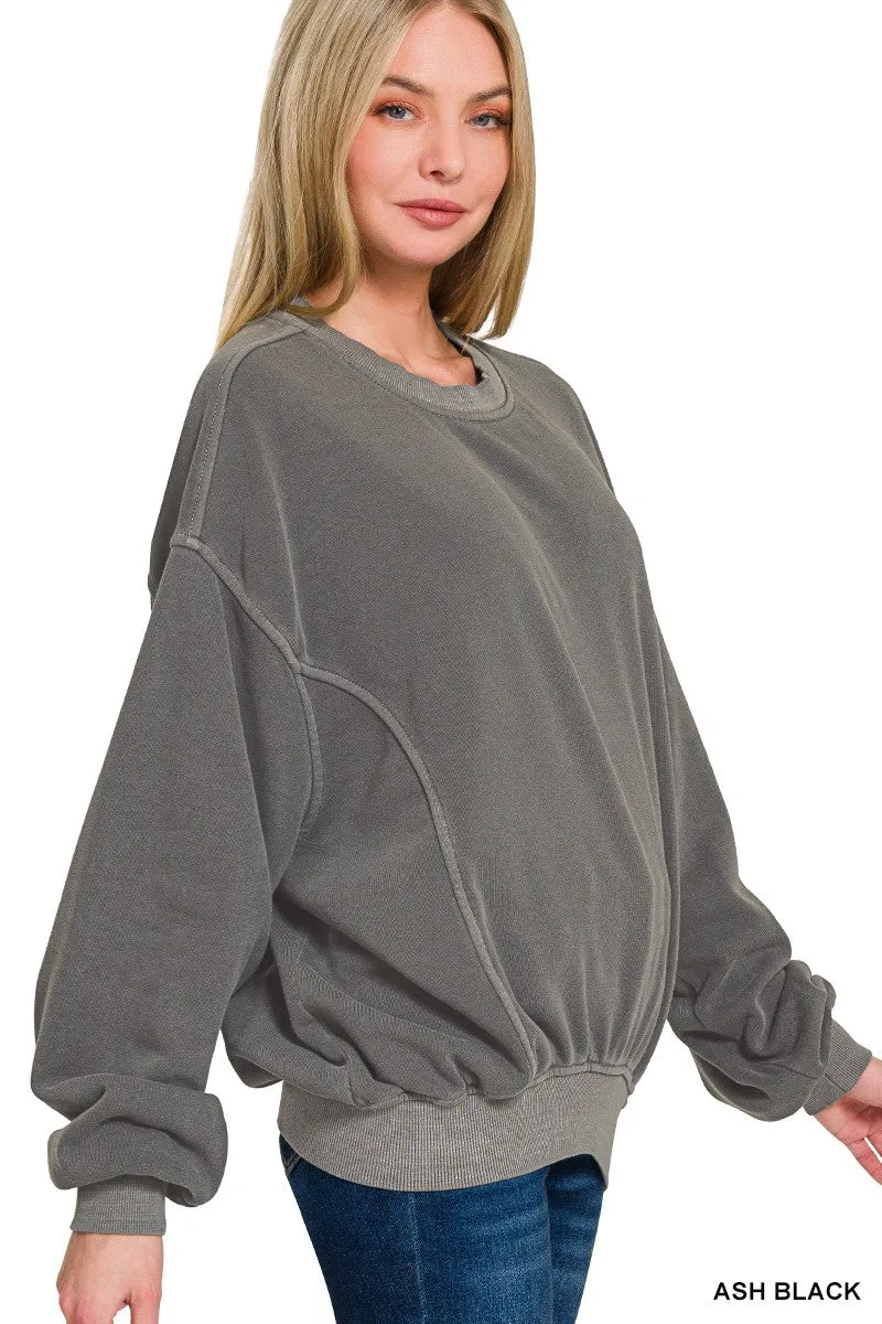 Fleece Pigment Dyed Pullover Top* - Final Sale