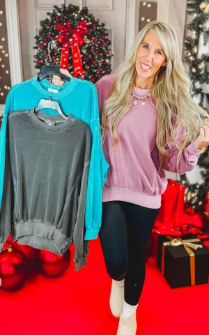Fleece Pigment Dyed Pullover Top* - Final Sale