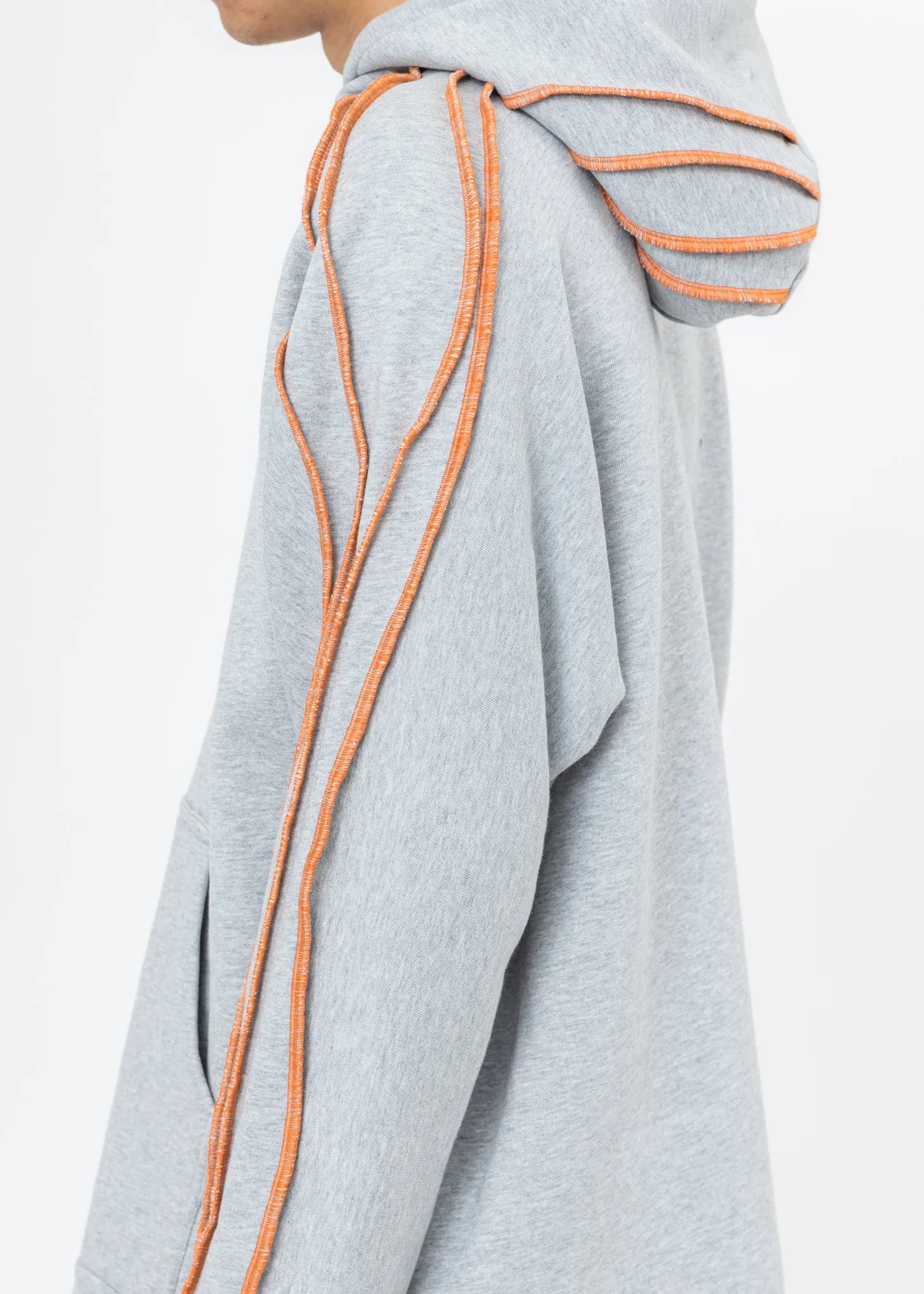 Grey Pinched Seams Hoodie