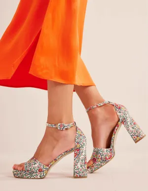 Heeled Platform Sandals-Multi, Vine Terrace